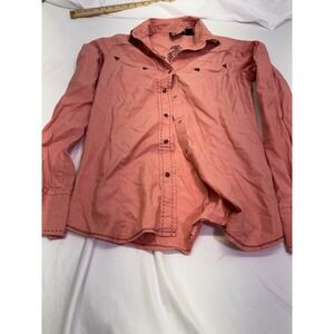 Sherry Cervi X RU Apparel Western Pearl Snap  S Pink Shirt Y2K Design On Back